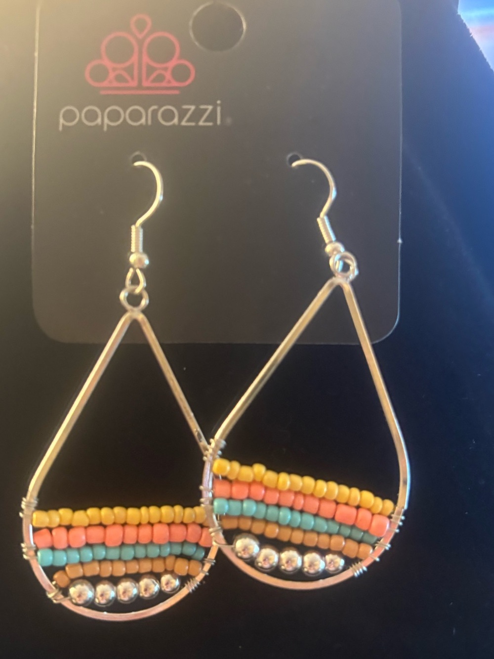 Paparazzi Multicolor Beaded Teardrop Earrings - Yellow, Coral, Turquoise